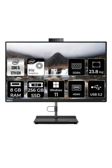 LENOVO THİNKCENTRE NEO 30A i5 1240P 8GB RAM 256GB SSD 23.8" FHD W11P ALL IN ONE PC 12B0002CTX ürün görseli 1
