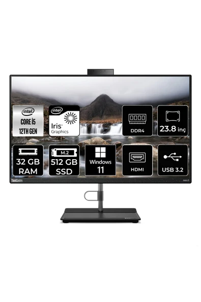 LENOVO THİNKCENTRE NEO 30A i5 1240P 32GB RAM 512GB SSD 23.8" FHD W11H ALL IN ONE PC 12B0002CTX ürün görseli 1