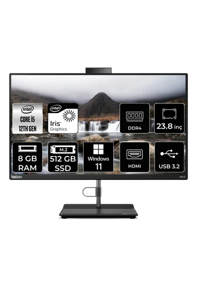 LENOVO THİNKCENTRE NEO 30A i5 1240P 8GB RAM 512GB SSD 23.8" FHD W11P ALL IN ONE PC 12B0002CTX ürün görseli 1