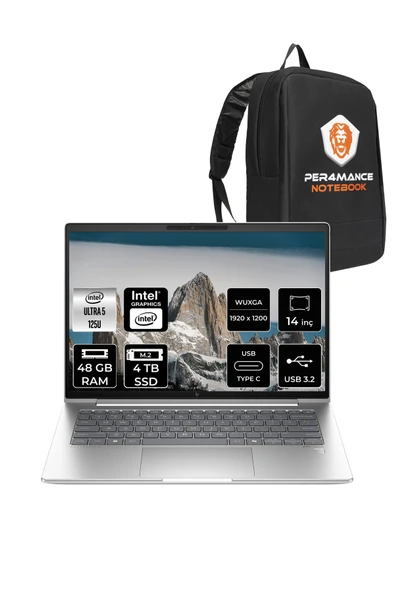 HP EliteBook 640 G11 İntel Core Ultra 5 125U 48GB 4TB SSD 14'' WUXGA FDOS A23E1EA & PER4 ÇANTA ürün görseli 1