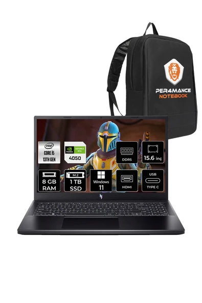 ACER Nitro V15 i5-13420H 8GB 1TB SSD RTX4050/6GB 15.6'' FHD 144Hz W11P & PER4 ÇANTA ürün görseli 1