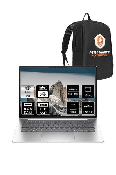 HP EliteBook 640 G11 İntel Core Ultra 5 125U 8GB 1TB SSD 14'' WUXGA FDOS A23E1EA & PER4 ÇANTA ürün görseli 1