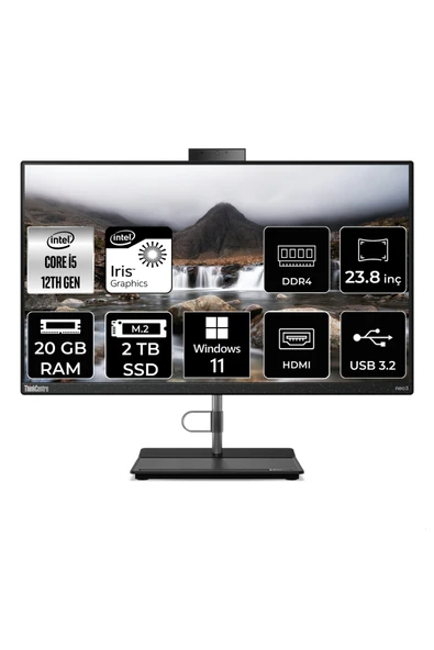 LENOVO THİNKCENTRE NEO 30A i5 1240P 20GB RAM 2TB SSD 23.8" FHD W11P ALL IN ONE PC 12B0002CTX ürün görseli 1