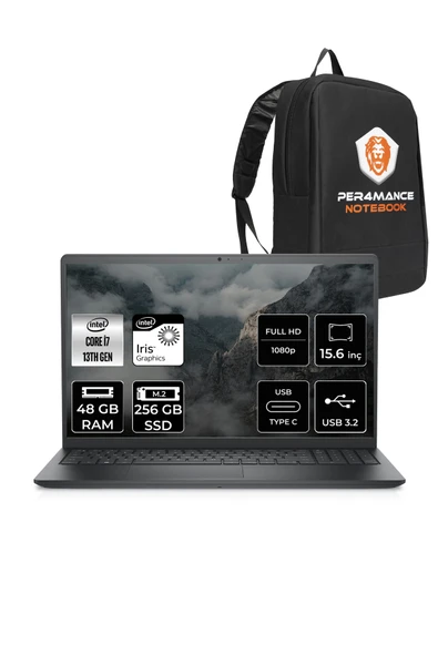 Dell Vostro 3530 i7 1355U 48GB RAM 256GB SSD 15.6'' FHD FDOS Taşınabilir Bilgisayar & PER4 ÇANTA ürün görseli 1