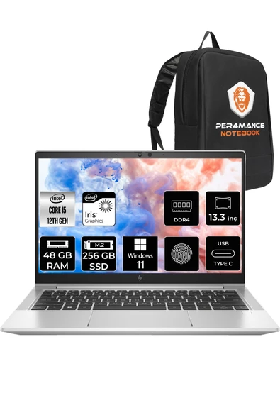HP Elitebook 630 G9 i5 1235U 48GB RAM 256GB SSD 13.3'' FHD W11HOME 6S6Y3EA & PER4 ÇANTA ürün görseli 1