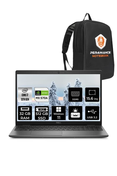 Dell Latitude 3550 i7 1355U 32GB 512GB SSD MX570A/2GB 15.6'' W11H Dizüstü Bilgisayar & PER4 ÇANTA ürün görseli 1