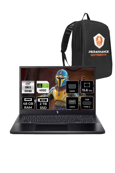 ACER Nitro V15 İ5-13420H 48gb 2tb Ssd Rtx4050/6gb 15.6'' Fhd 144hz Fdos  Per4 Çanta ürün görseli 1