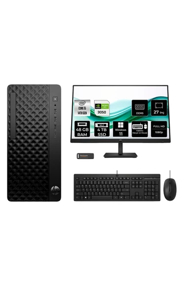 HP ProDesk 2 Tower G1i i5 14500 48GB 4TB SSD RTX3050/6GB W11H Masaüstü Bilgisayar + 27" Monitör ürün görseli 1