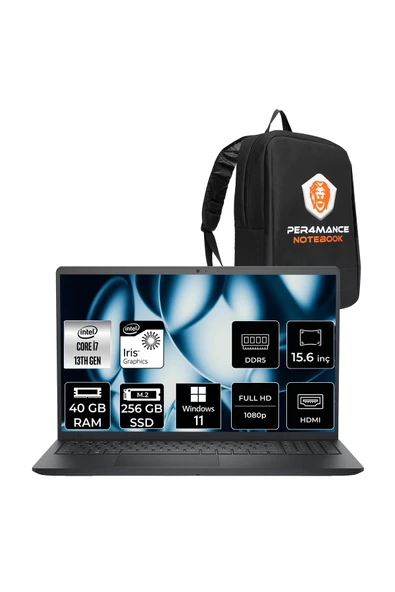 Dell Pro 15 Essential i7 1355U 40GB 256GB SSD 15.6" FHD 120Hz W11H Dizüstü Bilgisayar & PER4 Çanta ürün görseli 1