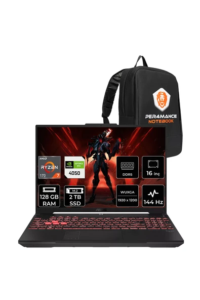 ASUS TUF A16 Ryzen 7 170 128GB 2TB SSD RTX4050/6GB 16" WUXGA 144Hz FDOS Gaming Laptop FA607NUQ ürün görseli 1