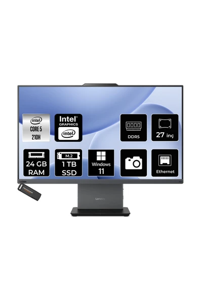 LENOVO ThinkCentre Neo 50A Intel Core 5 210H 24GB 1TB SSD 27" FHD W11H All in One Bilgisayar ürün görseli 1