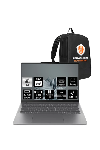 LENOVO IdeaPad Pro5 Ultra 5 225H 32GB 4TB SSD 14" 2.8K OLED 1100nits 120Hz W11H Dizüstü Bilgisayar ürün görseli 1
