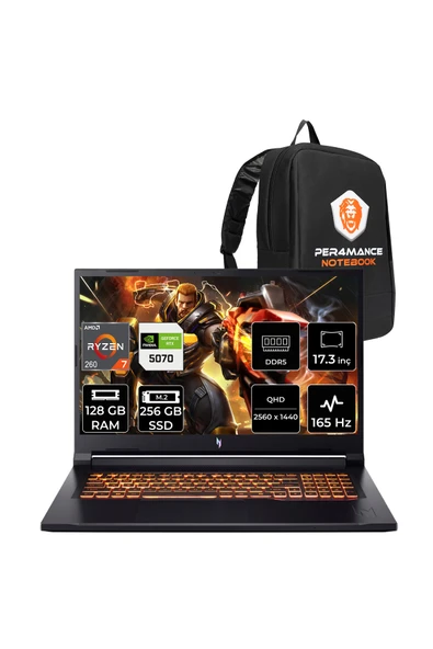 ACER Nitro V17 AI Ryzen 7 260 128GB 256GB SSD RTX5070/8GB 85W 17.3" QHD 165Hz FDOS Gaming Laptop ürün görseli 1
