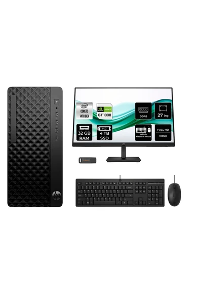 HP ProDesk 2 Tower G1i i5 14500 32GB 4TB SSD GT1030/4GB FDOS Masaüstü Bilgisayar + 27" Monitör ürün görseli 1