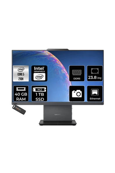 LENOVO ThinkCentre Neo 50A Intel Core 5 210H 40GB 1TB SSD 23.8" FHD FDOS All in One Bilgisayar ürün görseli 1