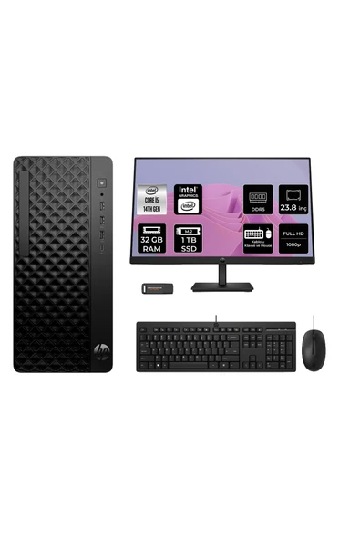 HP ProDesk 2 Tower G1i i5 14500 32GB 1TB SSD FDOS Masaüstü Bilgisayar + 23.8" Monitör ürün görseli 1