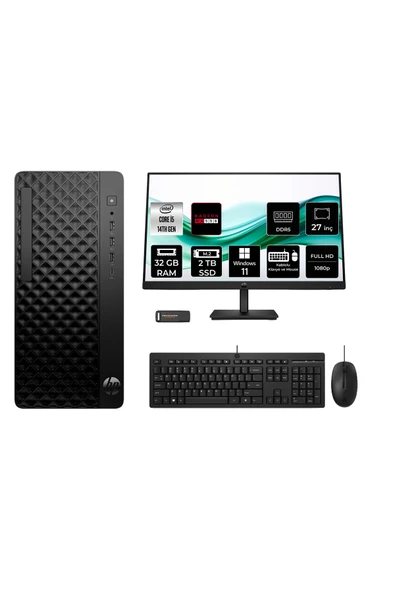 HP ProDesk 2 Tower G1i i5 14500 32GB 2TB SSD RX550/4GB W11H Masaüstü Bilgisayar + 27" Monitör ürün görseli 1