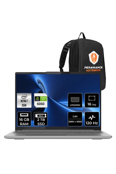 LENOVO IdeaPad Pro 5 Ultra 7 255H 16GB 2TB SSD RTX5050/8GB 16" 2.8K OLED 1100nits 120Hz FDOS ürün görseli 1