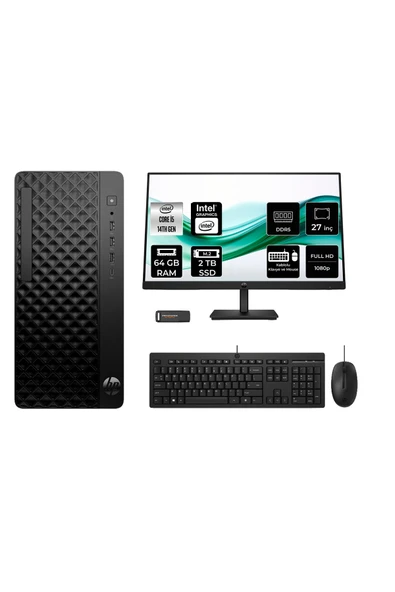 HP ProDesk 2 Tower G1i i5 14500 64GB 2TB SSD FDOS Masaüstü Bilgisayar + 27" Monitör ürün görseli 1
