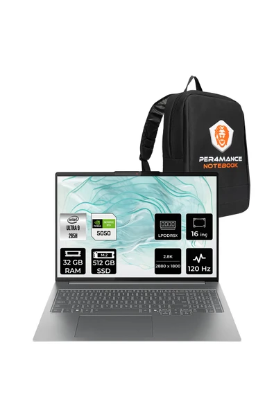 LENOVO IdeaPad Pro 5 Ultra 9 285H 32GB 512GB SSD RTX5050/8GB 16" 2.8K OLED 1100nits 120Hz FDOS ürün görseli 1