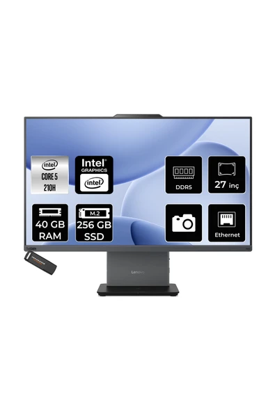 LENOVO ThinkCentre Neo 50A Intel Core 5 210H 40GB 256GB SSD 27" FHD FDOS All in One Bilgisayar ürün görseli 1