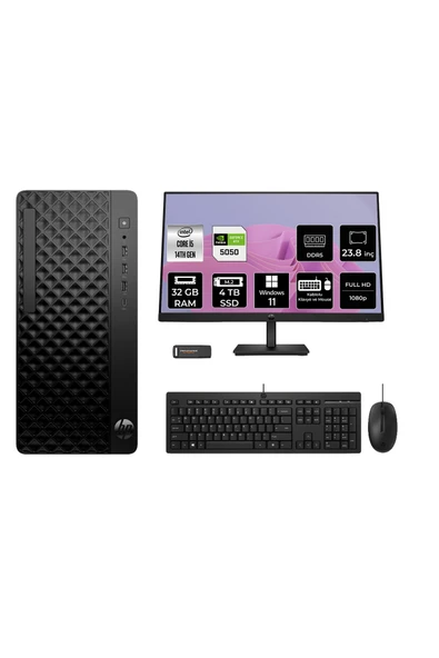 HP ProDesk 2 Tower G1i i5 14500 32GB 4TB SSD RTX5050/8GB W11H Masaüstü Bilgisayar + 23.8" Monitör ürün görseli 1
