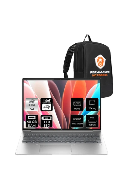 HP ProBook 4 G1i Ultra 7 255U 40GB 1TB SSD Intel Graphics 16" WUXGA FDOS Notebook & PER4 Çanta ürün görseli 1