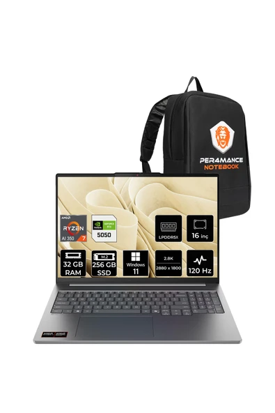 LENOVO IdeaPad Pro 5 Ryzen AI 7 350 32GB 256GB SSD RTX5050/8GB 16" 2.8K OLED 1100nits 120Hz W11P ürün görseli 1