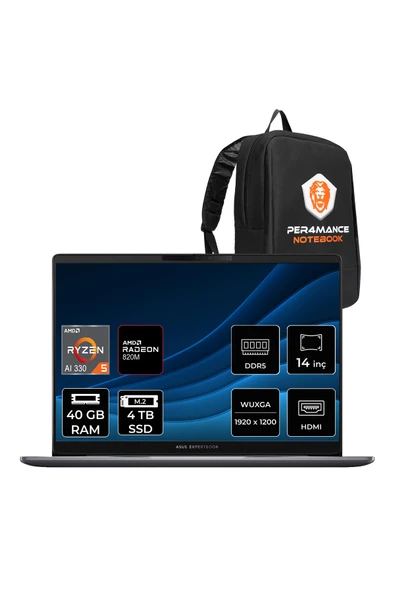 ASUS ExpertBook P3 Ryzen AI 5 330 40GB 4TB 14" FHD+ FDOS Dizüstü Bilgisayar PM3406CKA ürün görseli 1