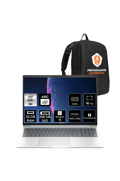 HP EliteBook 8 G1i Ultra 7 255H 32GB 256GB SSD Arc 140T 16" WUXGA W11P Notebook & PER4 Çanta ürün görseli 1