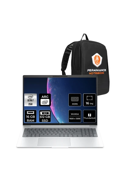 HP EliteBook 8 G1i Ultra 7 255H 16GB 512GB SSD Arc 140T 16" WUXGA FDOS Notebook & PER4 Çanta ürün görseli 1