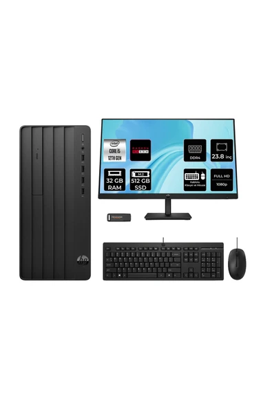 HP 290 G9 i5 12500 32GB 512GB SSD RX550/4GB FDOS Masaüstü Bilgisayar + 23.8" Monitör ürün görseli 1
