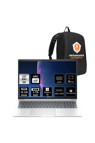 HP EliteBook 8 G1i Ultra 7 255H 16GB 4TB SSD Arc 140T 16" WUXGA W11H Notebook & PER4 Çanta ürün görseli 1