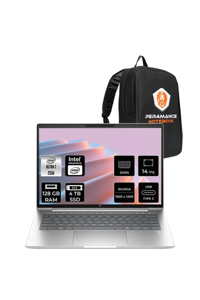 HP ProBook 4 G1i Ultra 7 255U 128GB 4TB SSD Intel Graphics 14" WUXGA FDOS Notebook & PER4 Çanta ürün görseli 1