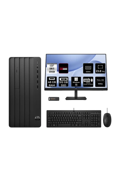 HP Pro Tower 290 G9 i5 13500 48GB 512GB SSD RX550/4GB W11H Masaüstü Bilgisayar + 23.8" Monitör ürün görseli 1