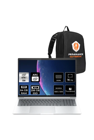 HP EliteBook 8 G1i Ultra 7 255H 64GB 256GB SSD Arc 140T 16" WUXGA FDOS Notebook & PER4 Çanta ürün görseli 1