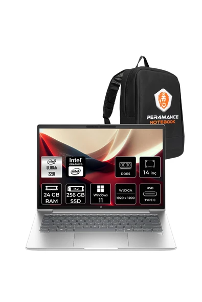 HP ProBook 4 G1i Ultra 5 225U 24GB 256GB SSD Intel Graphics 14" WUXGA W11H Notebook & PER4 Çanta ürün görseli 1
