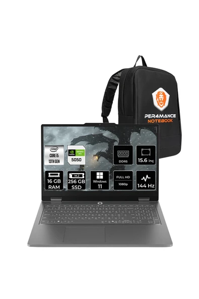 LENOVO LOQ Essential i5 13450HX 16GB 256GB SSD RTX5050/8GB 65W 15.6" FHD W11P Gaming Laptop ürün görseli 1