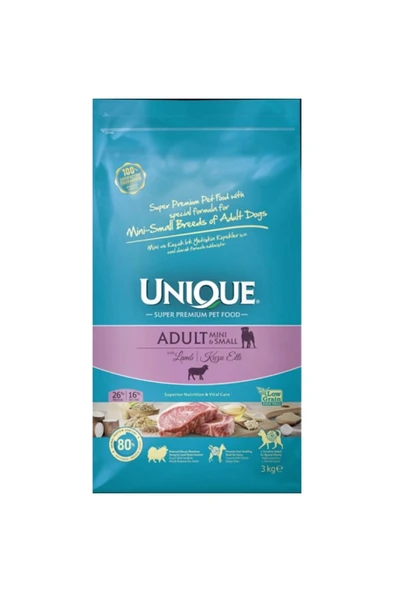 Unique Kuzu Etli Küçük Irk Düşük Tahıllı Yetişkin Köpek Maması 3 Kg ürün görseli 1