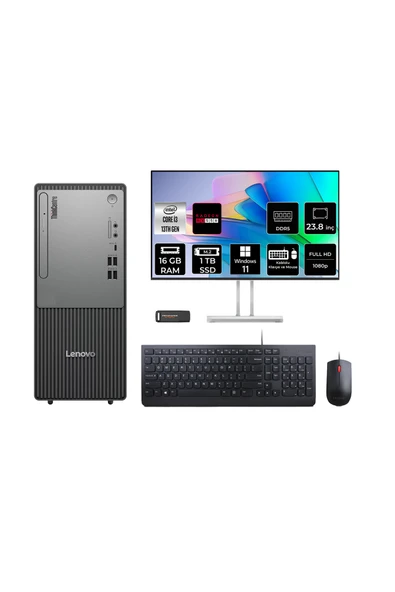 LENOVO ThinkCentre Neo 50T G5 i3 13100 16GB 1TB SSD RX550/4GB W11P Masaüstü Bilgisayar + 23.8" ürün görseli 1