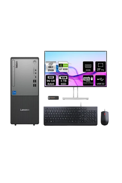 LENOVO ThinkCentre Neo 50T G5 i7 13700 96GB 4TB SSD GT1030/4GB FDOS Masaüstü Bilgisayar + 27" ürün görseli 1