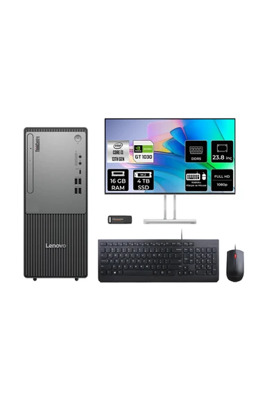 LENOVO ThinkCentre Neo 50T G5 i3 13100 16GB 4TB SSD GT1030/4GB FDOS Masaüstü Bilgisayar + 23.8" ürün görseli 1
