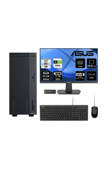 ASUS ExpertCenter P500 Core7 240H 16GB 2TB SSD RTX5050/8GB FDOS Masaüstü Bilgisayar + 23.8" Monitör ürün görseli 1