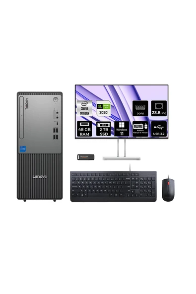 LENOVO ThinkCentre Neo 50T G5 i5 14400 48GB 2TB SSD RTX3050/6GB W11H Masaüstü Bilgisayar + 23.8" ürün görseli 1