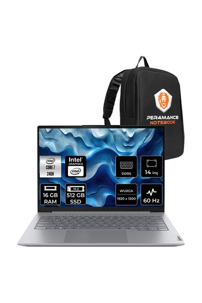 LENOVO ThinkBook 14 G8 Intel Core 7 240H 16GB 512GB SSD 14" WUXGA FDOS Dizüstü Bilgisayar & Çanta ürün görseli 1