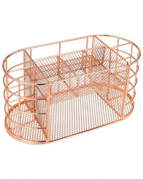 Temel Rose Gold Metal Mesh Masaüstü Organizer Çekmeceli Çok Bölmeli 22x11x11 cm 9507R ürün görseli 1