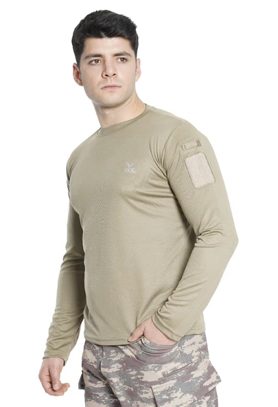 VOGEL UZUN KOL BİSİKLET YAKA YAKTİK SWEATSHIRT BEJ ürün görseli 1