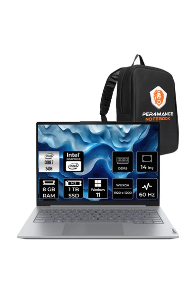 LENOVO ThinkBook 14 G8 Intel Core 7 240H 8GB 1TB SSD 14" WUXGA W11P Dizüstü Bilgisayar & Çanta ürün görseli 1