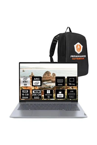 LENOVO ThinkBook 14 G7 Ultra 7 155H 16GB DDR5 256GB SSD 14'' WUXGA W11H Dizüstü Bilgisayar & ÇANTA ürün görseli 1
