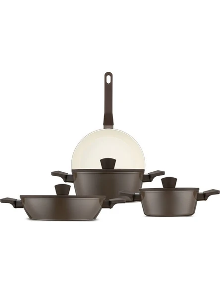 Jumbo - Swiss Crystal Brown 7 Parça Indüksiyon Tabanlı Tencere Seti ürün görseli 1